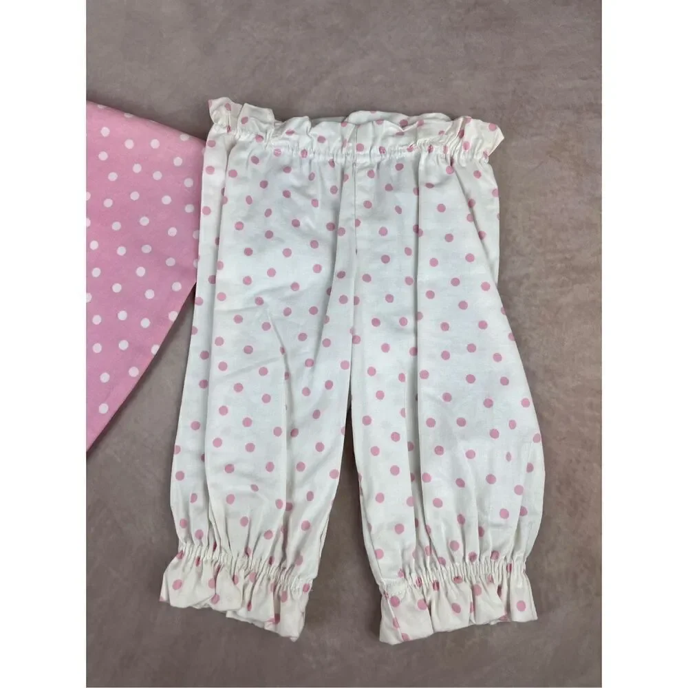 Vintage 90s Girls Pink Polkadot Outfit Set 12 Months